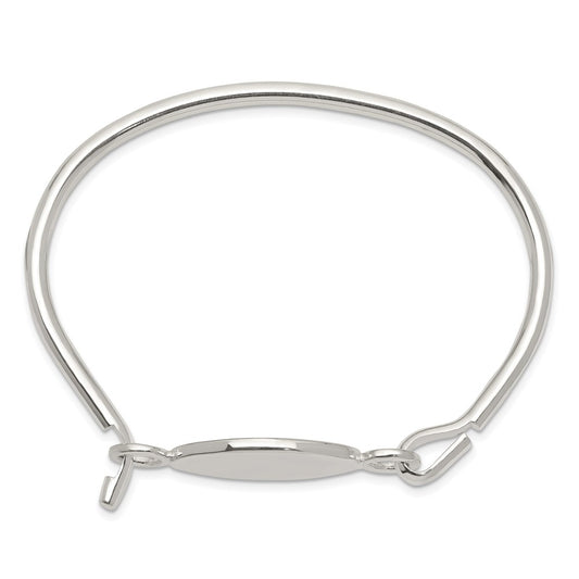 Sterling Silver Bangle w/Oval ID Plate Bracelet QB414