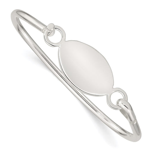 Sterling Silver Bangle w/Oval ID Plate Bracelet QB414