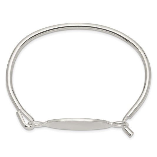 Sterling Silver w/Oval ID Plate Bangle Bracelet QB415