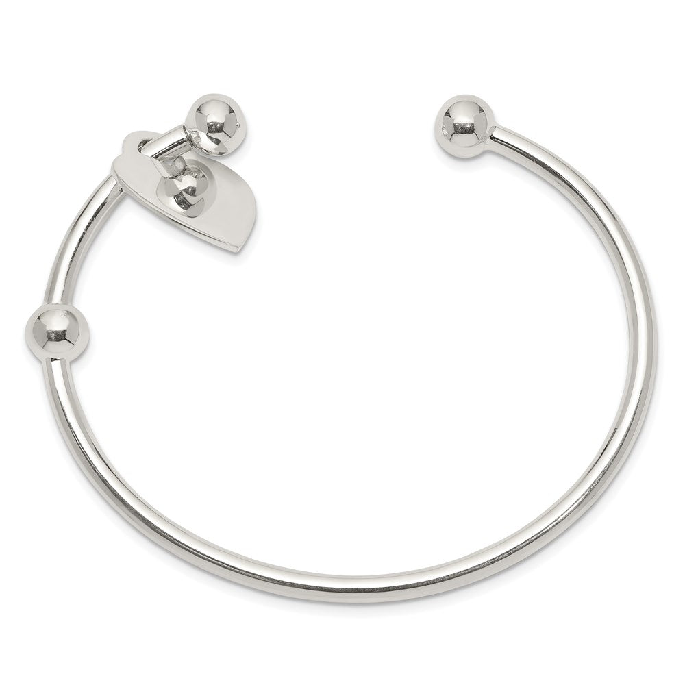 Sterling Silver 3mm Heart Bangle Bracelet QB416