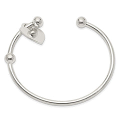 Sterling Silver 3mm Heart Bangle Bracelet QB416