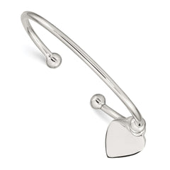 Sterling Silver 3mm Heart Bangle Bracelet QB416