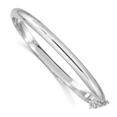Sterling Silver Rhodium-plated 5mm w/Chain Hinged Bangle QB41