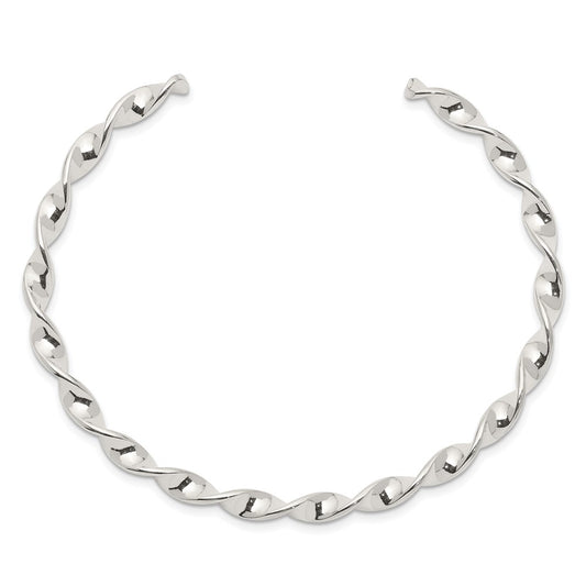 Sterling Silver Twist Cuff Bangle QB462