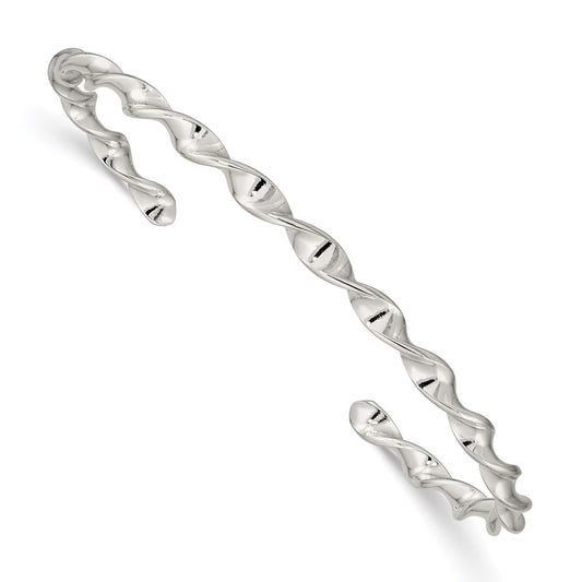 Sterling Silver Twist Cuff Bangle QB462