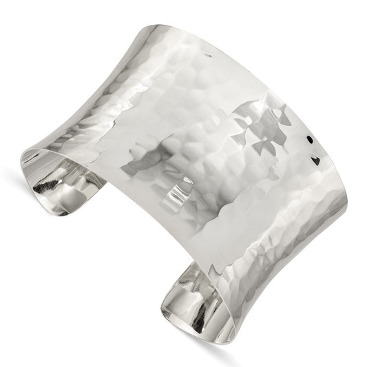 Sterling Silver 39.5mm Hammered Cuff Bangle QB494
