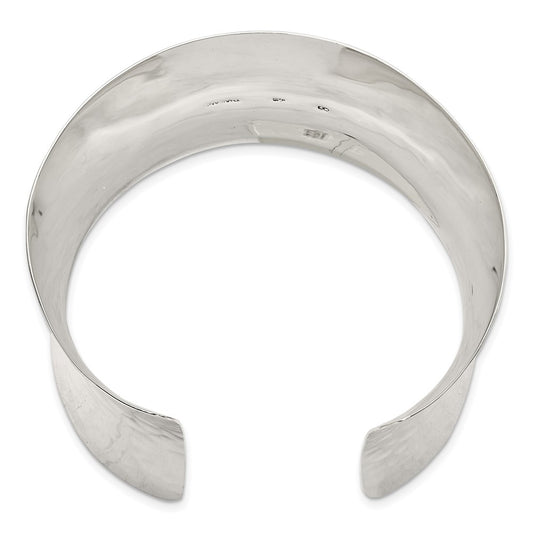 Sterling Silver 49.5mm Hammered Cuff Bangle QB495