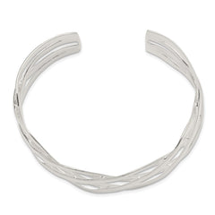 Sterling Silver Woven Design Cuff Bangle QB525