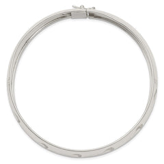 Sterling Silver Polished D/C and Textured Adjustable Bangle QB592