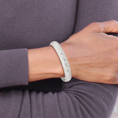 Sterling Silver 10mm Polished D/C Textured Flexible Bangle QB593