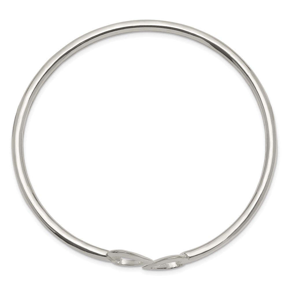 Sterling Silver Polished Heart Bangle QB597
