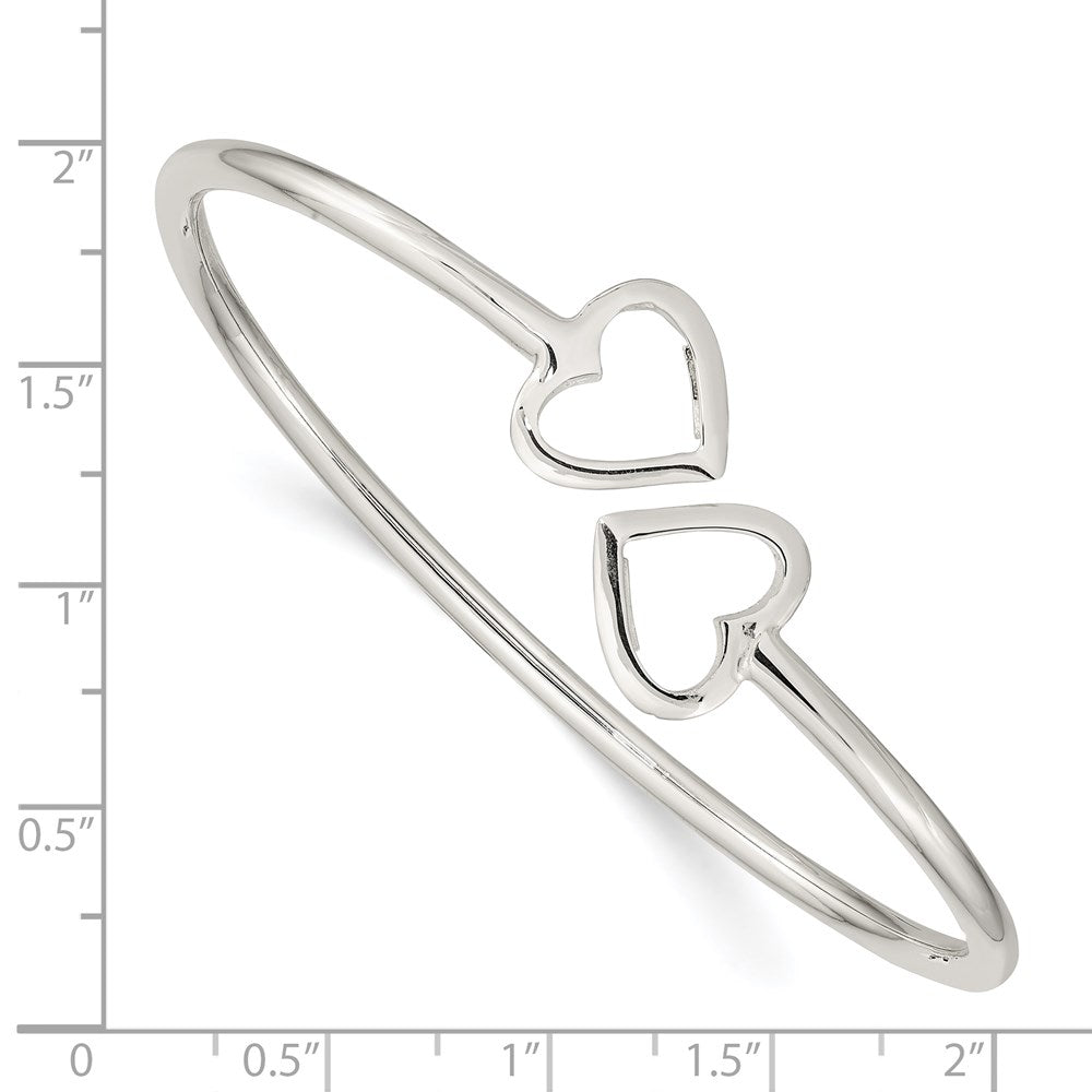 Sterling Silver Polished Heart Bangle QB597