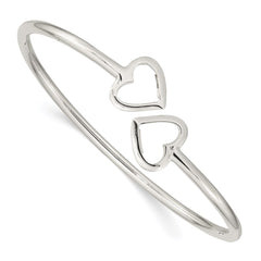 Sterling Silver Polished Heart Bangle QB597