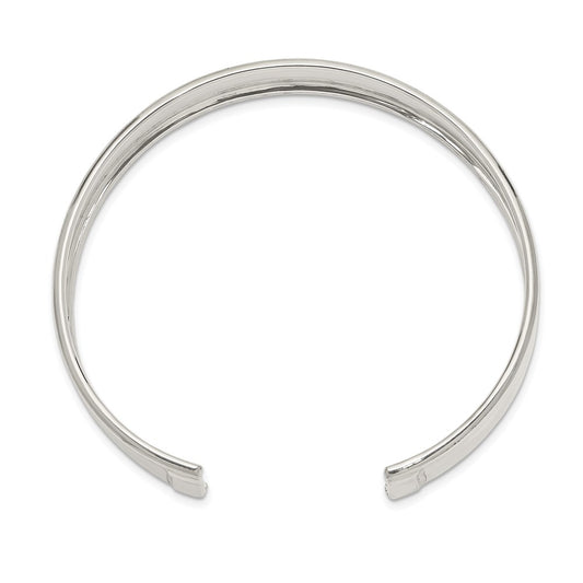 Sterling Silver 10mm Polished Cuff Bangle QB606