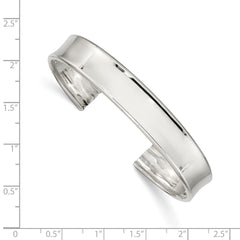 Sterling Silver 10mm Polished Cuff Bangle QB606