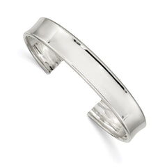 Sterling Silver 10mm Polished Cuff Bangle QB606