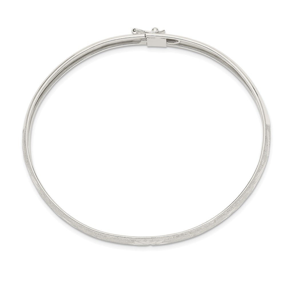 Sterling Silver 6.5mm Laser and Diamond-cut Flexible Bangle QB611