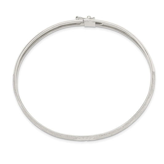 Sterling Silver 6.5mm Laser and Diamond-cut Flexible Bangle QB611
