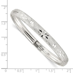 Sterling Silver 6.5mm Laser and Diamond-cut Flexible Bangle QB611