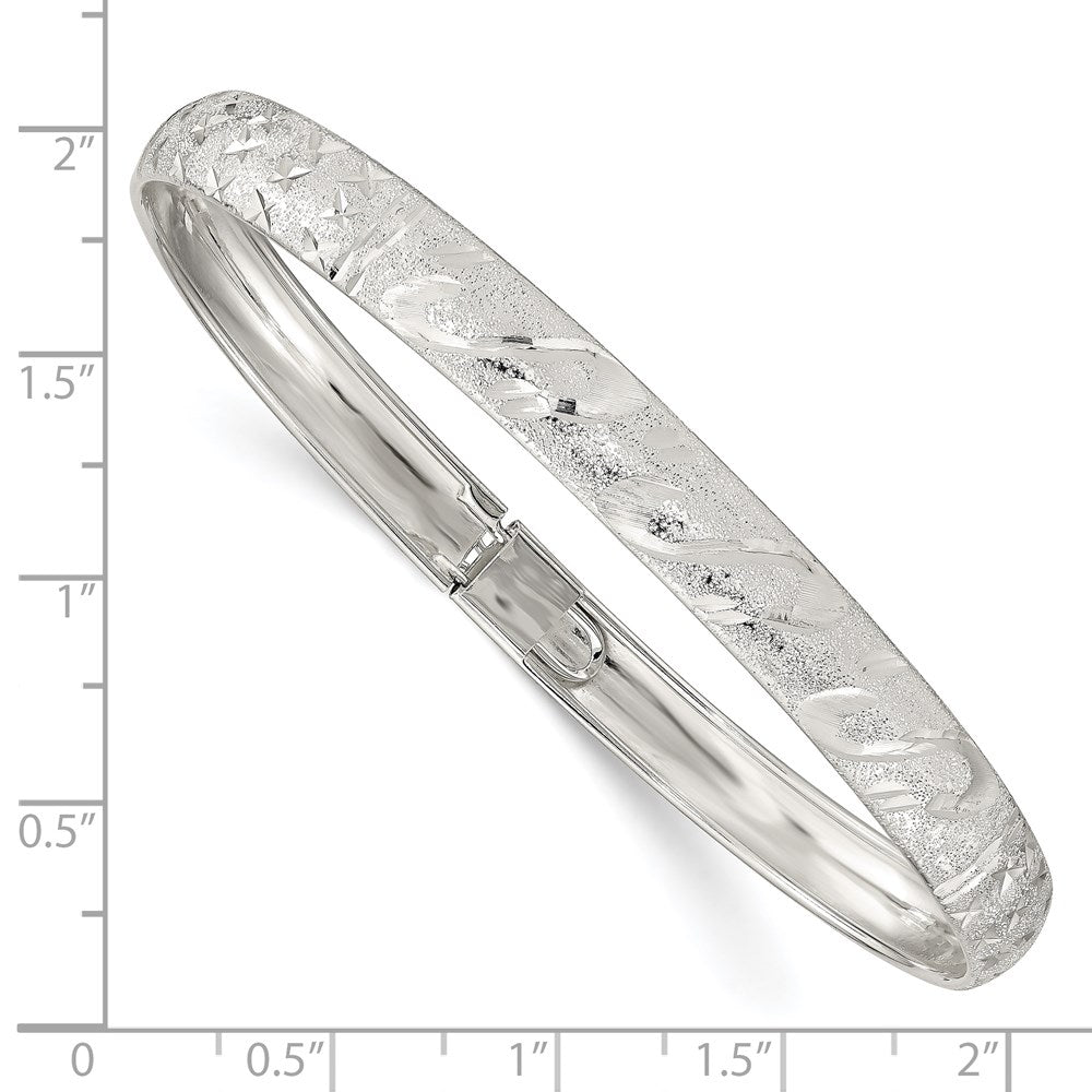 Sterling Silver 6.5mm Diamond-cut Flexible Bangle QB612