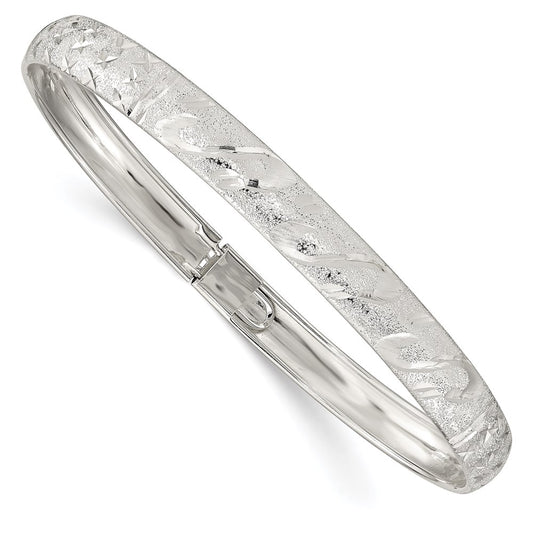 Sterling Silver 6.5mm Diamond-cut Flexible Bangle QB612
