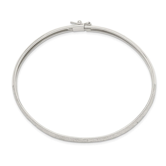 Sterling Silver 6.5mm Laser and Diamond-cut Flexible Bangle QB613