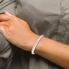 Sterling Silver 6.5mm Laser and Diamond-cut Flexible Bangle QB613