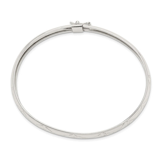 Sterling Silver 7mm Diamond-cut Flexible Bangle QB614
