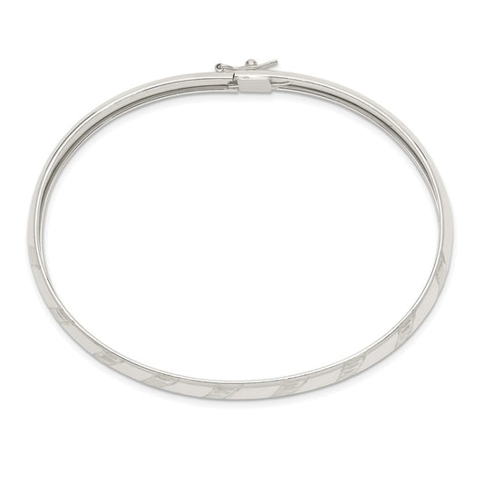 Sterling Silver 7mm Diamond-cut Flexible Bangle QB615