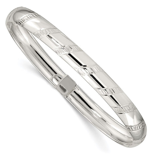 Sterling Silver 7mm Diamond-cut Flexible Bangle QB615