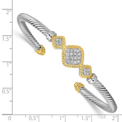 Sterling Silver Vermeil CZ Rope Design Bangle QB639