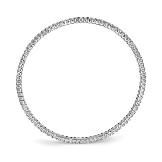 Sterling Shimmer Sterling Silver Rhodium-plated 93 Stone CZ Bangle Bracelet QB663