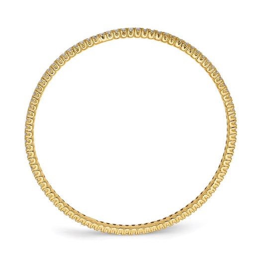 Sterling Shimmer Sterling Silver Gold-tone Flash Gold-plated 93 Stone CZ Bangle Bracelet QB663Y