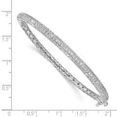 Sterling Shimmer Sterling Silver Rhodium-plated 175 Stone Pav������ CZ Hinged Bangle Bracelet QB664