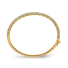 Sterling Shimmer Sterling Silver Gold-tone Flash Gold-plated 175 Stone Pav������ CZ Hinged Bangle Bracelet QB664Y