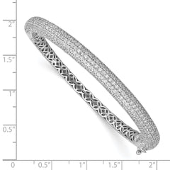 Sterling Shimmer Sterling Silver Rhodium-plated 303 Stone CZ Pav������ Hinged Bangle QB666