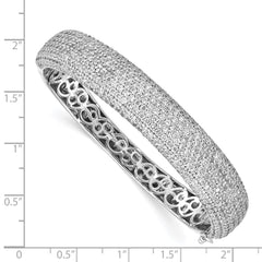 Sterling Shimmer Sterling Silver Rhodium-plated 568 Stone CZ Pav������ Hinged Bangle QB668