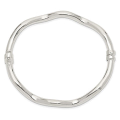 Sterling Silver Polished Wavy Hinged Bangle QB681
