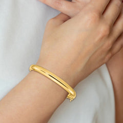 Sterling Silver Gold-plated 8mm Hinged Bangle QB693