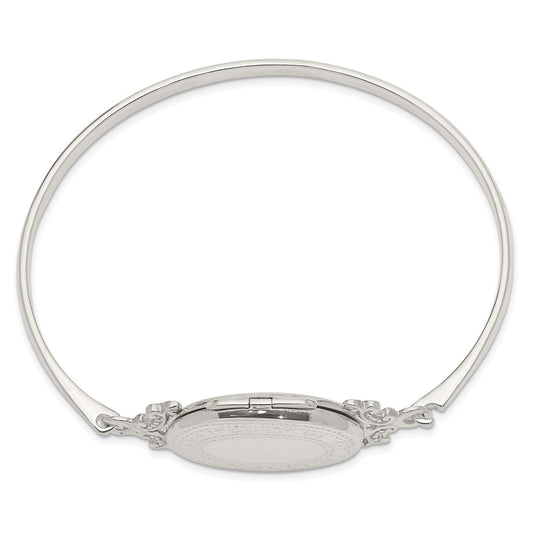 Sterling Silver 26mm Oval Locket Bangle QB745