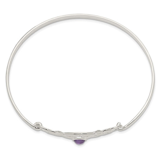 Sterling Silver Amethyst Celtic Knot Bangle Bracelet QB747