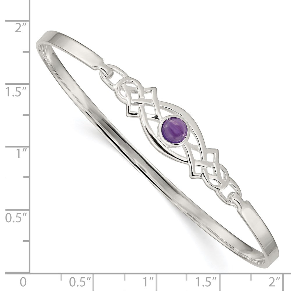 Sterling Silver Amethyst Celtic Knot Bangle Bracelet QB747