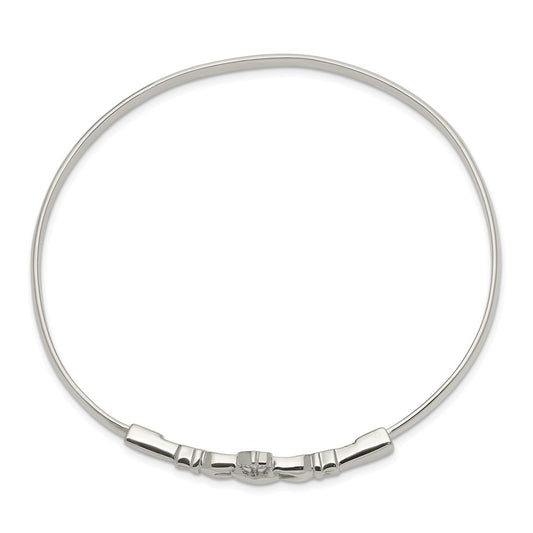 Sterling Silver Claddagh Bangle Bracelet QB753