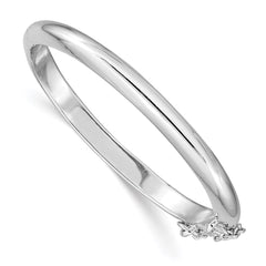 Sterling Silver RH-plated Polished 4mm w/ Safety Hinged Children's Bangle QB776