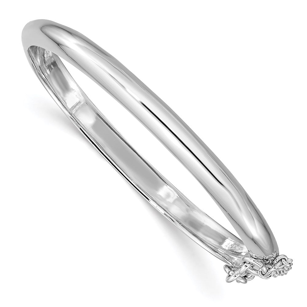 Sterling Silver RH-plated Polished 4mm w/ Safety Hinged Children's Bangle QB778