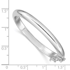 Sterling Silver RH-plated Polished 5mm w/ Safety Hinged Children's Bangle QB779