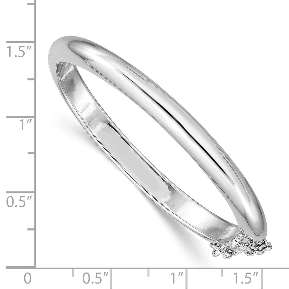 Sterling Silver RH-plated Polished 5mm w/ Safety Hinged Children's Bangle QB780