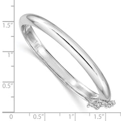 Sterling Silver RH-plated Polished 5mm w/ Safety Hinged Children's Bangle QB781