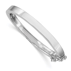 Sterling Silver RH-plated Polished 4mm w/ Safety Hinged Children's Bangle QB803