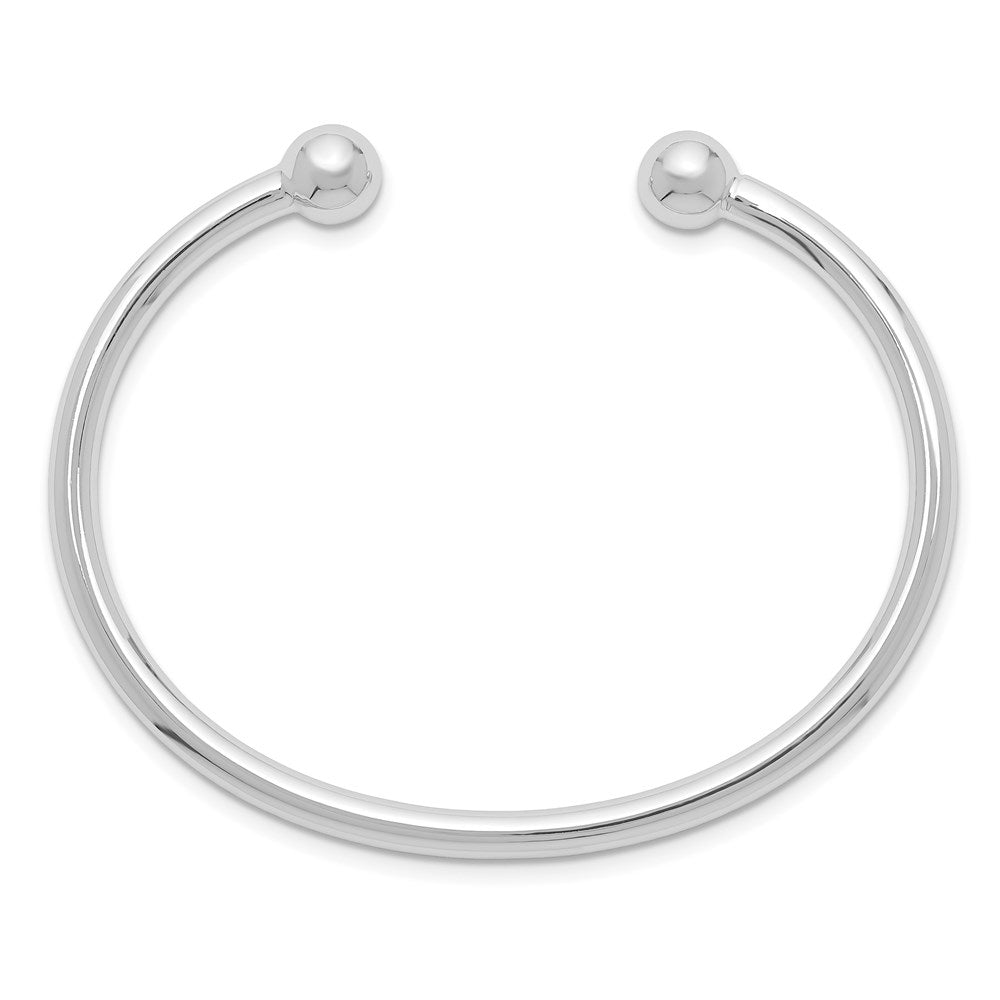 Sterling Silver Rhodium-plated Polished 3mm Children's Cuff Bangle QB835
